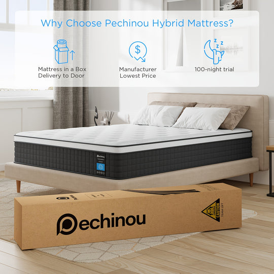 8'' Gel Memory Foam Hybrid Mattress In A Box, Medium Firm, Pocket Springs, Motion Isolation, CertiPUR-US & Oeko-Tex Certified