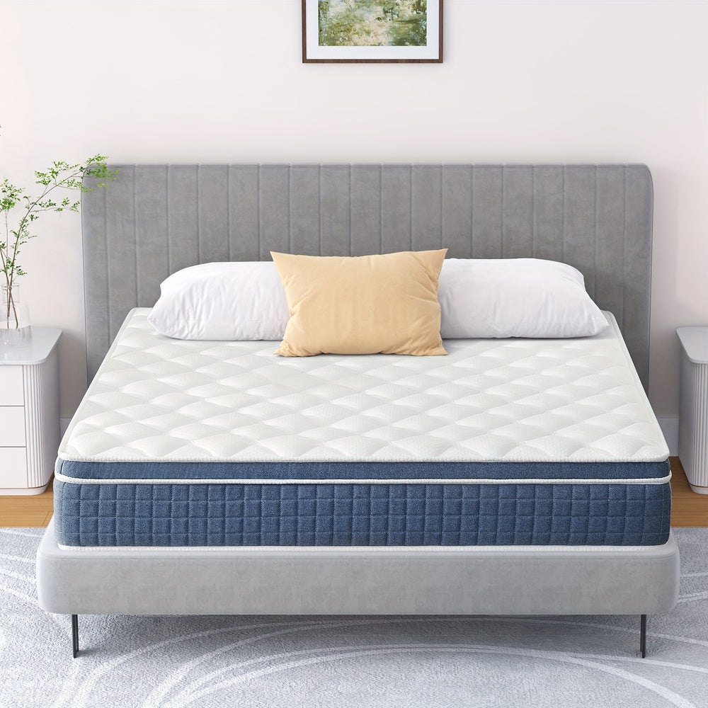 12 Inch Full Queen Size Plush Memory Foam Spring Hybrid Mattress - Soft Cotton Cover, Breathable, And Cooling Sleeping Experience