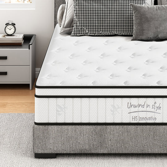 Hybrid Mattress In A Box, Medium Firm Mattress With Individual Pocket Springs, And Strong Edge Support, Free Of Fiberglass