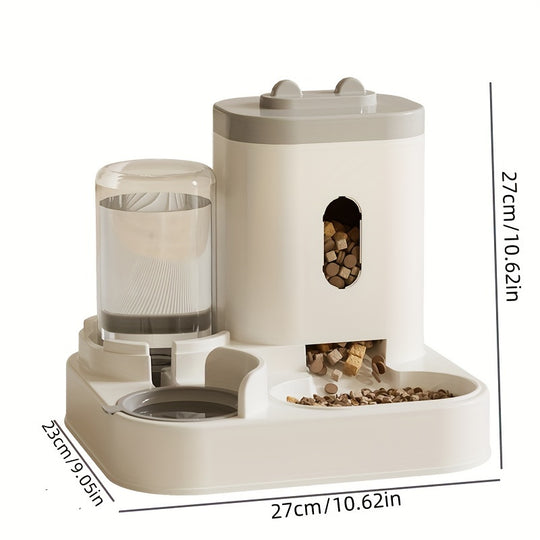 Universal Pet Feeder Station - Automatic Cat Feeder and Water Dispenser for Cats and Dogs - Easy-to-Clean Plastic Material, No Battery Required, Uncharged, Space-Saving Design