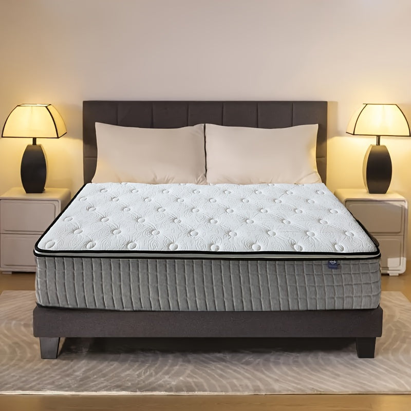 Queen Size Mattress, Memory Foam Spring Hybrid Mattress - Medium Firm Comfort, Breathable Cotton Material - For A Restful Night's Sleep