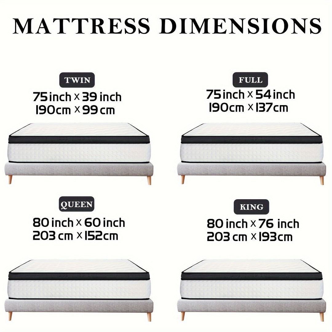 12" Hybrid Mattress Pocket Spring Mattresses Twin Full Queen King In A Box