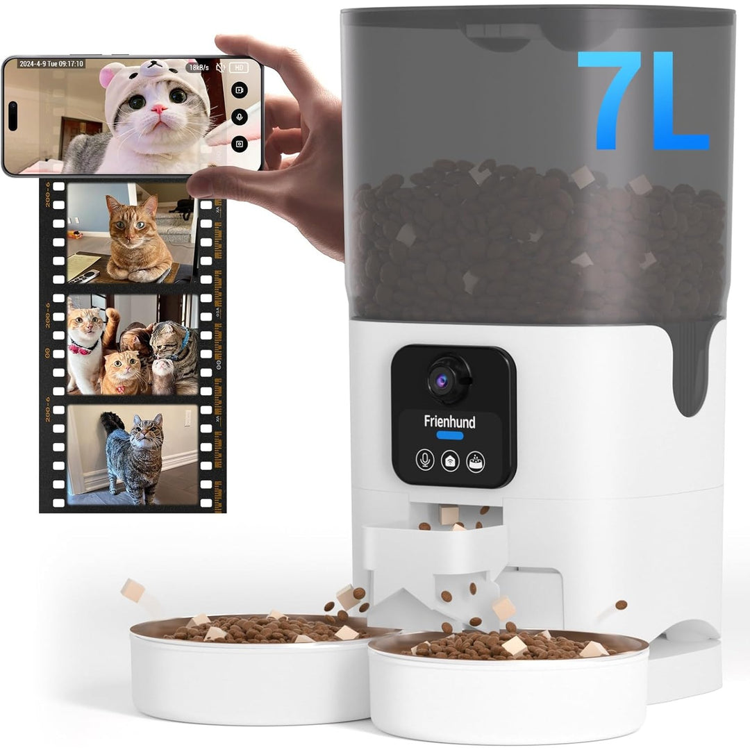 Automatic Cat Feeder with 5G WiFi: Automatic Dog Feeder Large Breed with 7L Dog Food Storage Container, Cat Food Dispenser with Alexa for Multiple Pets, Detachable for Easy Cleaning - 29 Cup