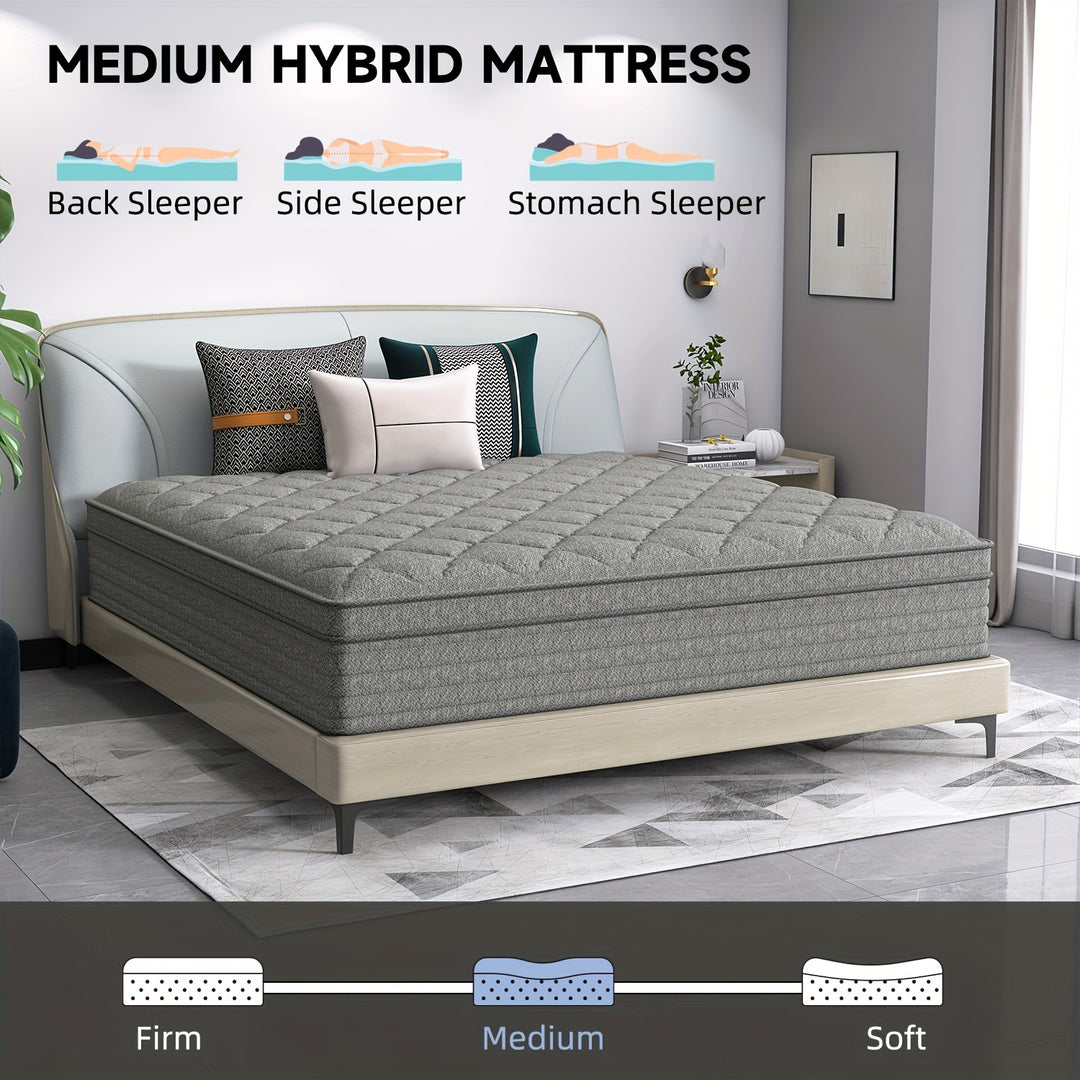 12/14 Inch Mattress Twin Full Queen King Size Hybrid Pocket Spring Mattresses In A Box