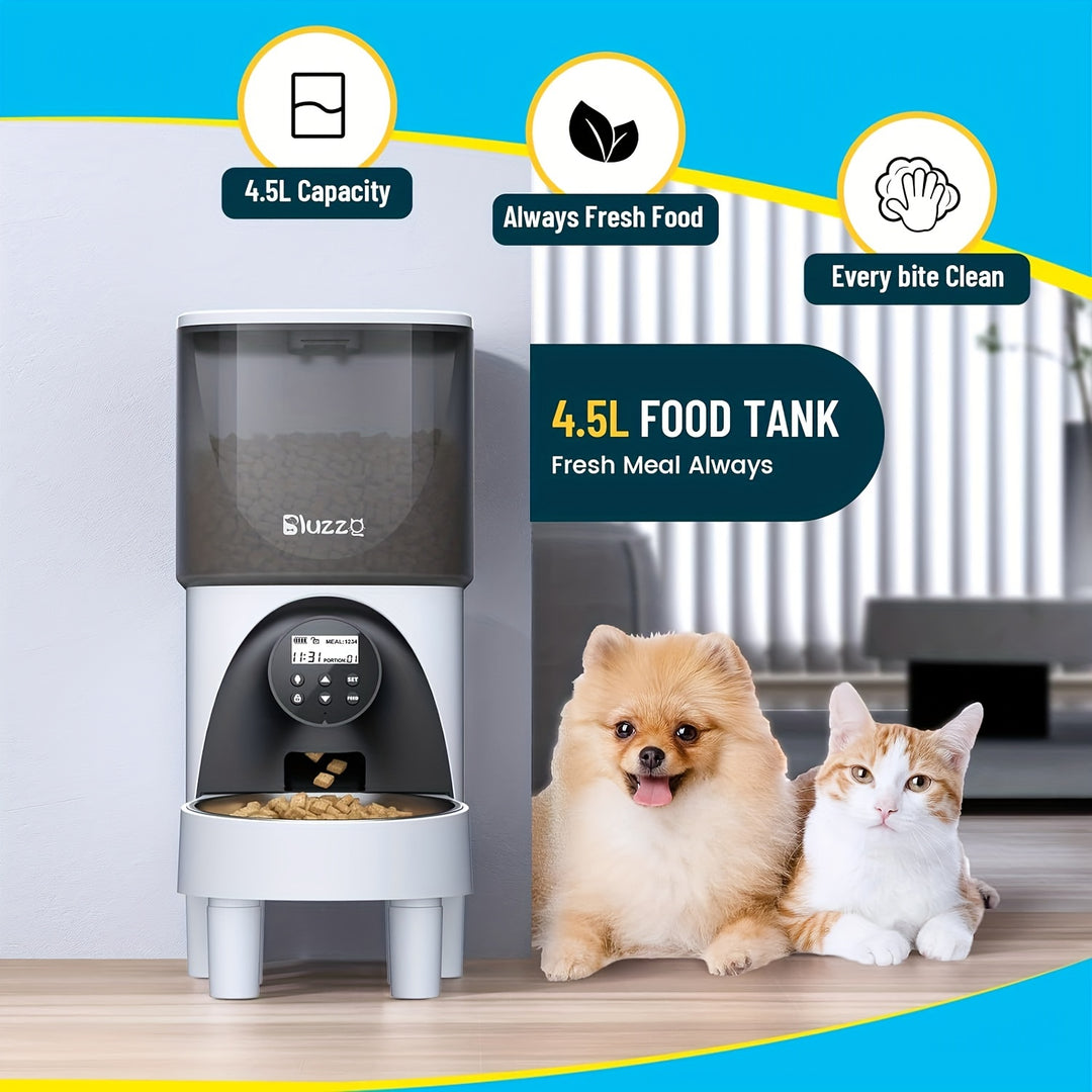 Elevated Automatic Cat Feeders, 19 Cup Timer Dry Food Dispenser for Cats and Dogs Pets with Desiccant Bag, Dog Feeder with Portion Control, Voice Recorder, 1 Pack