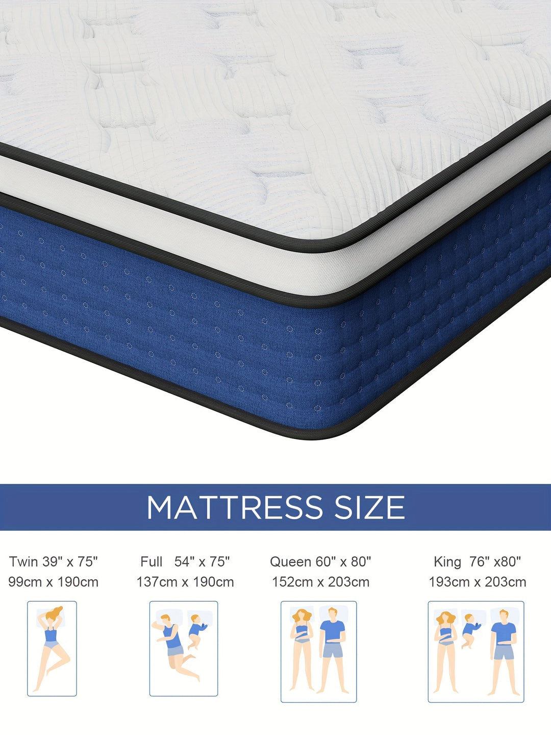 12/14 Inch Memory Foam Mattress, Hybrid Euro Mattress, Mattress Nonslip Pads For Ultimate Sleeping Comfort - Soft, Breathable, Pressure Relieving, Cooling, Twin/Full/Queen Size Optional