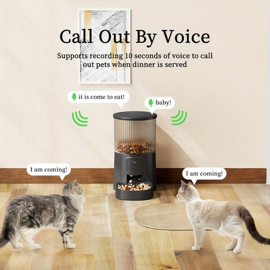 1.06gal Smart Pet Feeder with Camera, HD Video Recording, Multi-Phone Control, Two-Way Audio, WiFi, Dog Automatic Feeder with App Control and Timer, Battery/USB Powered, 36V or Below, No Battery Included