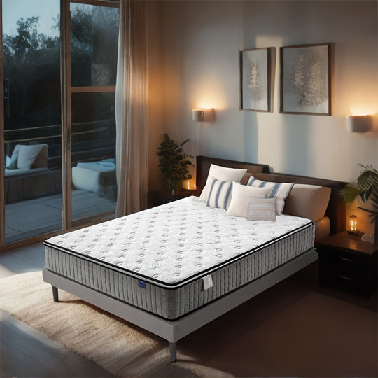 Queen Size Mattress, Memory Foam Spring Hybrid Mattress - Medium Firm Comfort, Breathable Cotton Material - For A Restful Night's Sleep