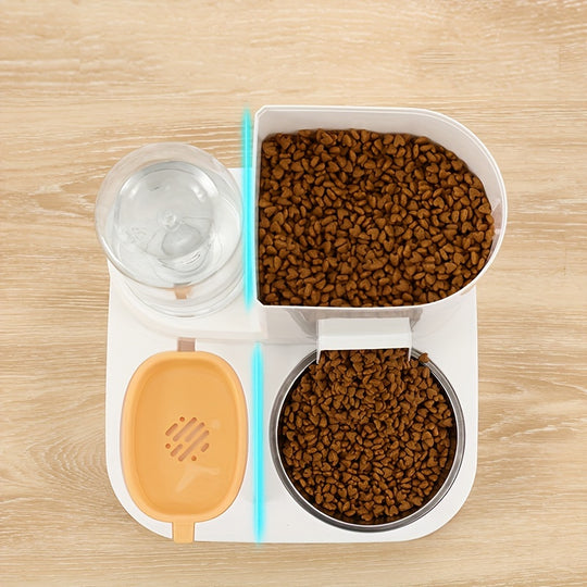 2-in-1 Large Capacity Automatic Pet Feeder - Self-Sustaining Food and Water Station with Dispenser for Indoor Cats - Convenient, Space-Saving, and Easy-to-Use Feeding Solution