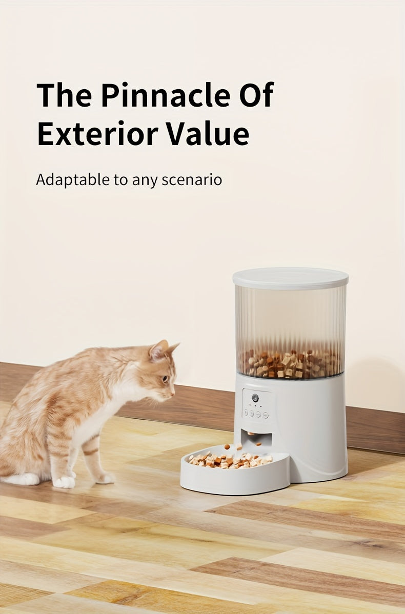 1.06gal Smart Pet Feeder with Camera, HD Video Recording, Multi-Phone Control, Two-Way Audio, WiFi, Dog Automatic Feeder with App Control and Timer, Battery/USB Powered, 36V or Below, No Battery Included