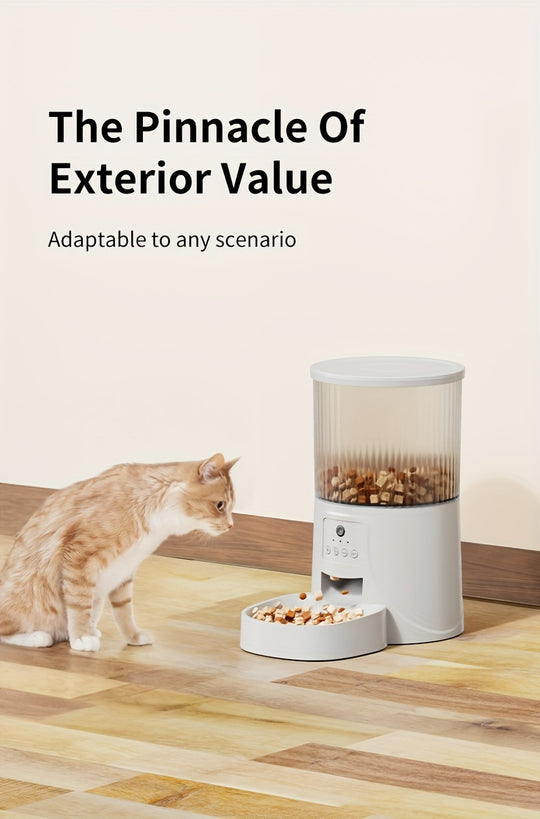 1.06gal Smart Pet Feeder with Camera, HD Video Recording, Multi-Phone Control, Two-Way Audio, WiFi, Dog Automatic Feeder with App Control and Timer, Battery/USB Powered, 36V or Below, No Battery Included