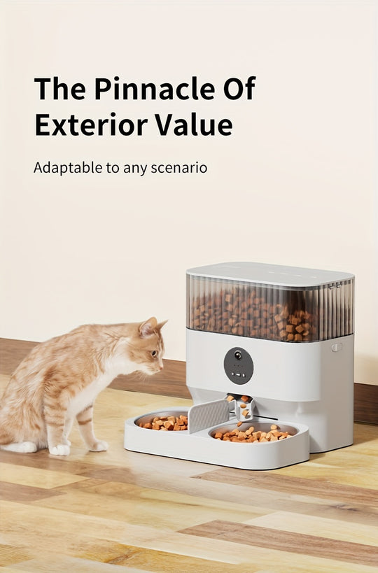 Large Capacity Automatic Dog Feeder, WiFi Cat Food Dispenser, with 1080P Camera, Can Feed 2 Cats and Dogs, 1.32gal Pet Feeder, APP Control, Two-way Audio, Dual Power, Three Versions, Ideal Gift for Pet Owners Does not include