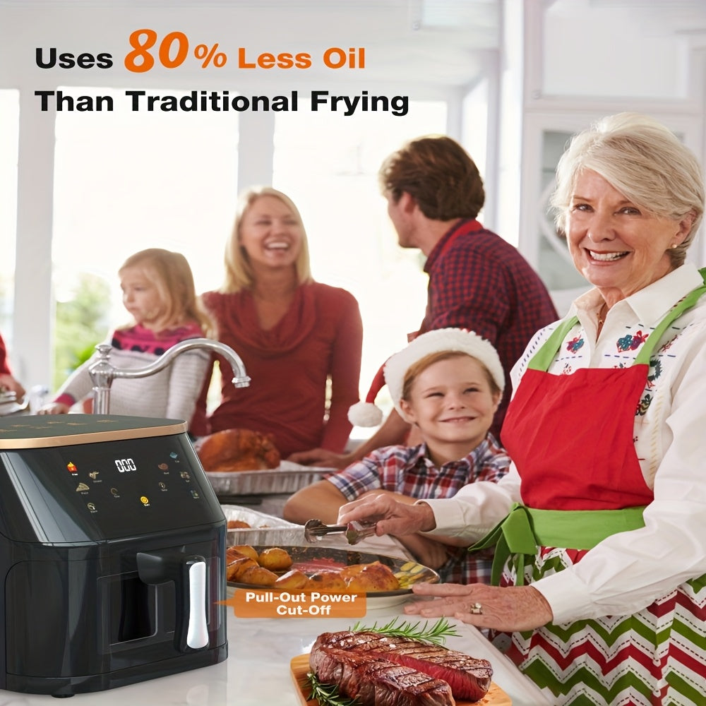 10Qt Stainless Steel Air Fryer with 8 Preset Recipes & Manual Adjustments - Quick & Easy Meal Prep, Smart Touch Screen, Dishwasher-Safe, 110V US Plug - Ideal for Family Cookouts & Parties, Party Cooking Appliance|Modern Kitch