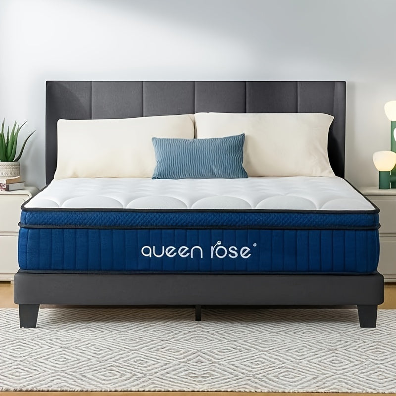 QUEEN ROSE Queen Mattress, 12 Inch Memory Foam Mattress, Pillow Top Mattress in a Box with Individual Pocket Spring for Motion Isolation and Silent Sleep, Pressure Relief