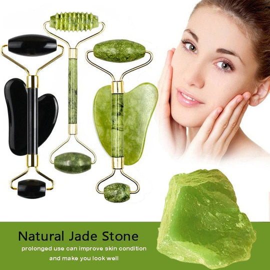 Guasha Natural Stone Massage Face Jade Roller Gua Sha Massage Tool Set .